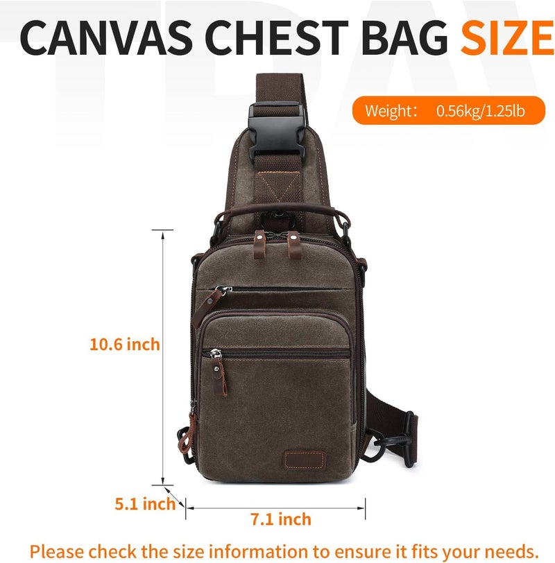 NerIion Nerlion Sling Bag for Men Waxed Canvas Crossbody Bag Chest Bag Water Resistant Shoulder Bag Casual Daypack - Image 4
